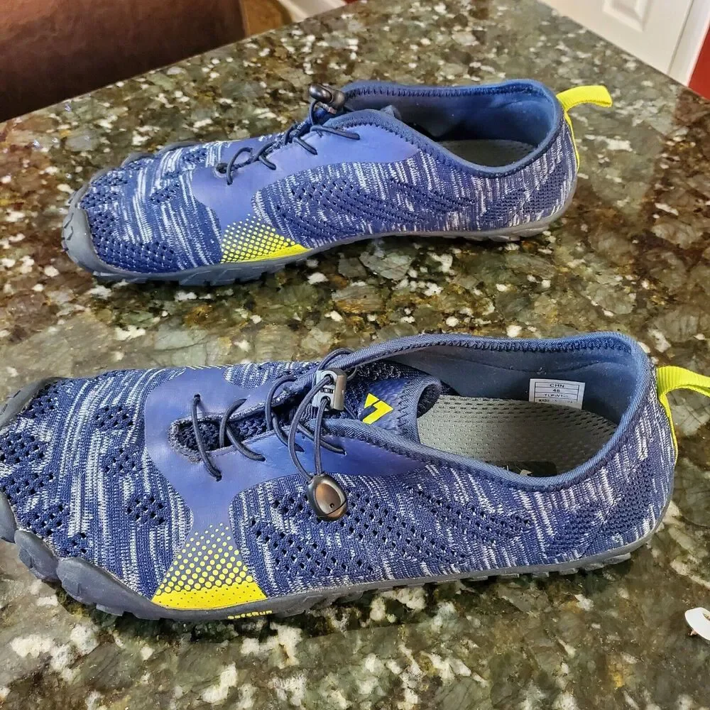 Troadlop‎ Men's Running Shoes Sz 14 Blu Yellow Aqua Water Hiking Camp Minimalist